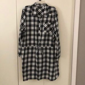 Black White Plaid Dress. Flannel. 3x